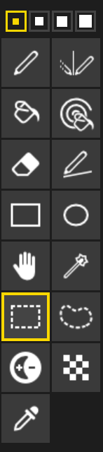 Drawing tools with the rectangular selection tool selected