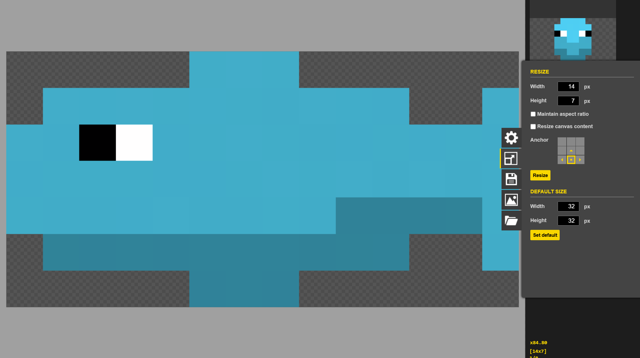 Resize panel with top adjustments