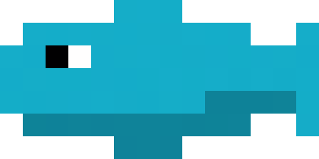 Pixel art animation of a spinning fish